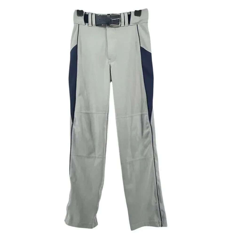 Champro Triple Crown Youth Baseball Pants Gray Blue Piped Belted XL